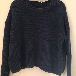 *Madewell Chunky Diagonal Knit Navy Sweater - 100% Cotton